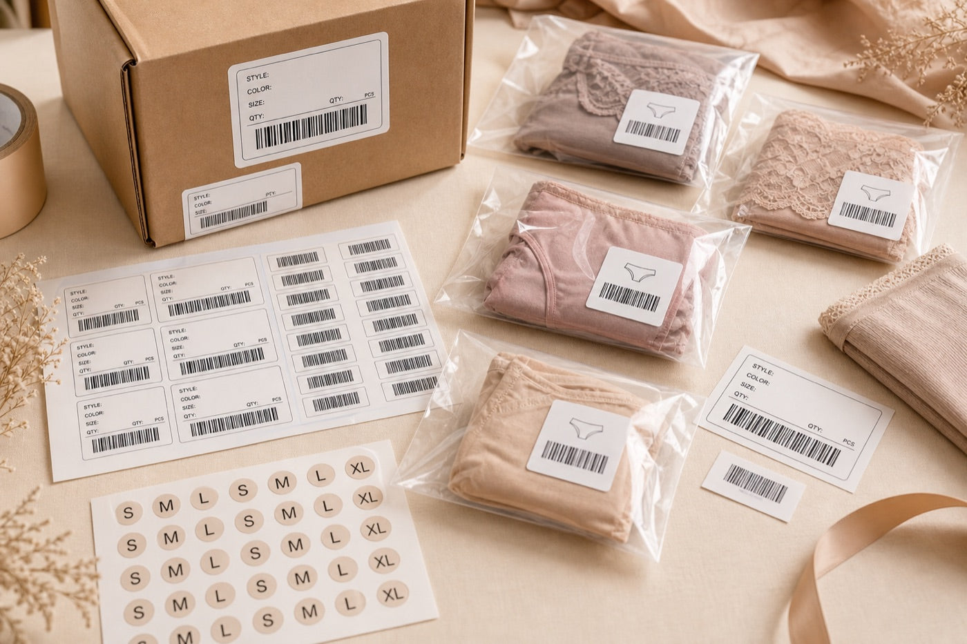 Barcode stickers SKU labels size stickers carton label and polybag labels